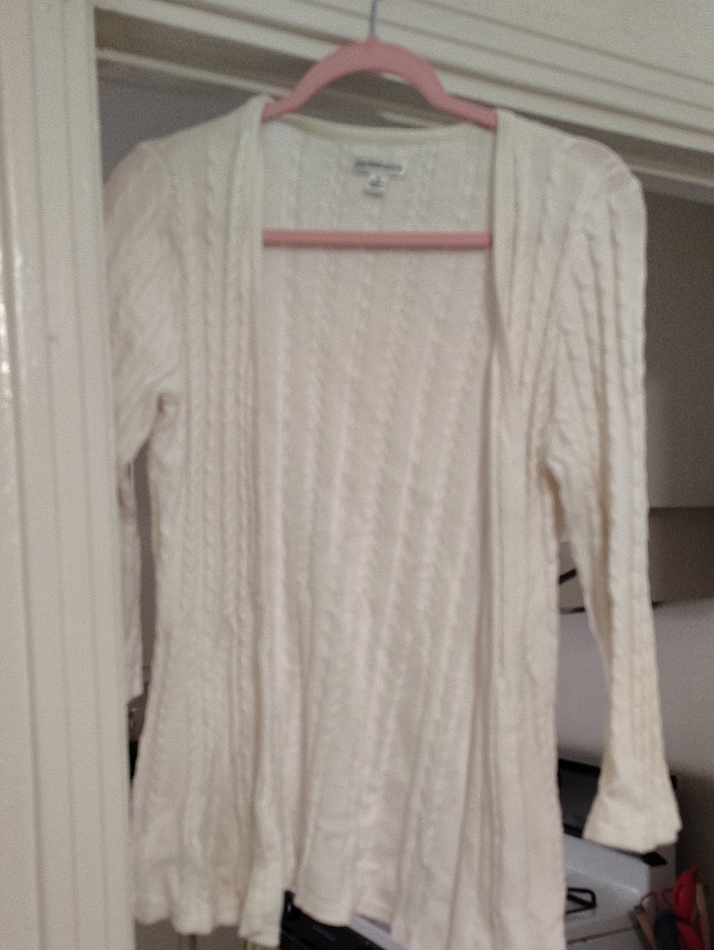 croft & barrow Cream Open Cable‑Knit Cardigan